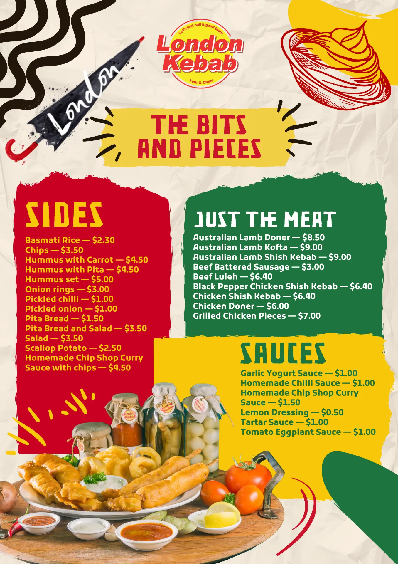 CASBAH London Kebab 2026 menu, page 4: Bits & Pieces